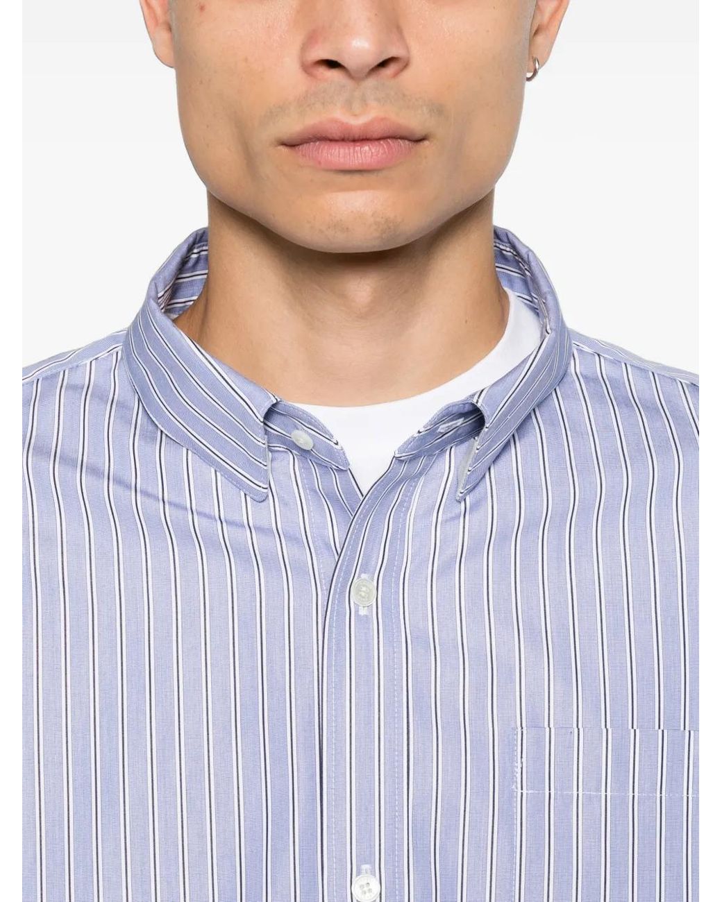 Sacai Purple Chemise Rayée À Lien De Resserrage for men