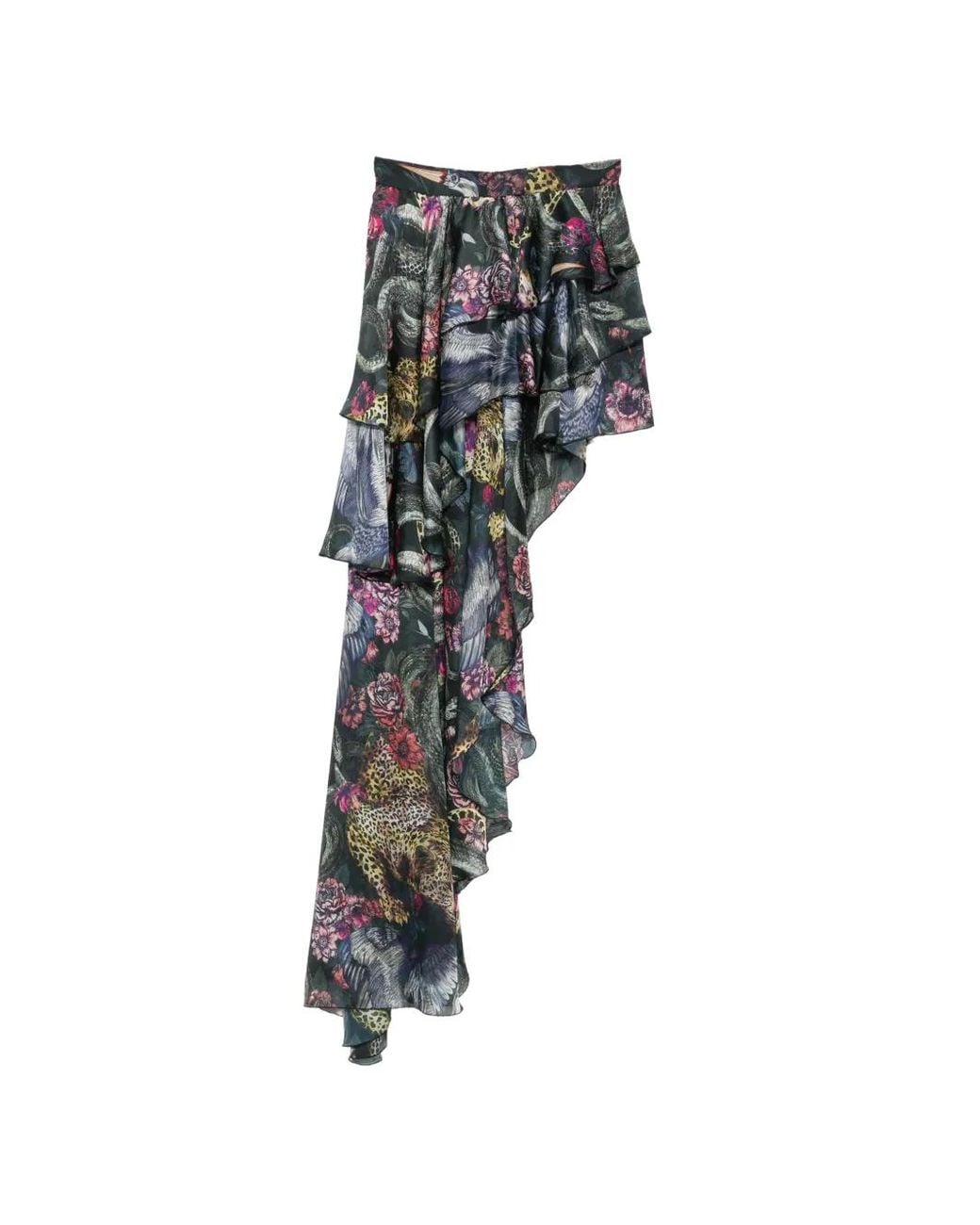 Just Cavalli Black Ruffled Asymmetric-Hem Skirt