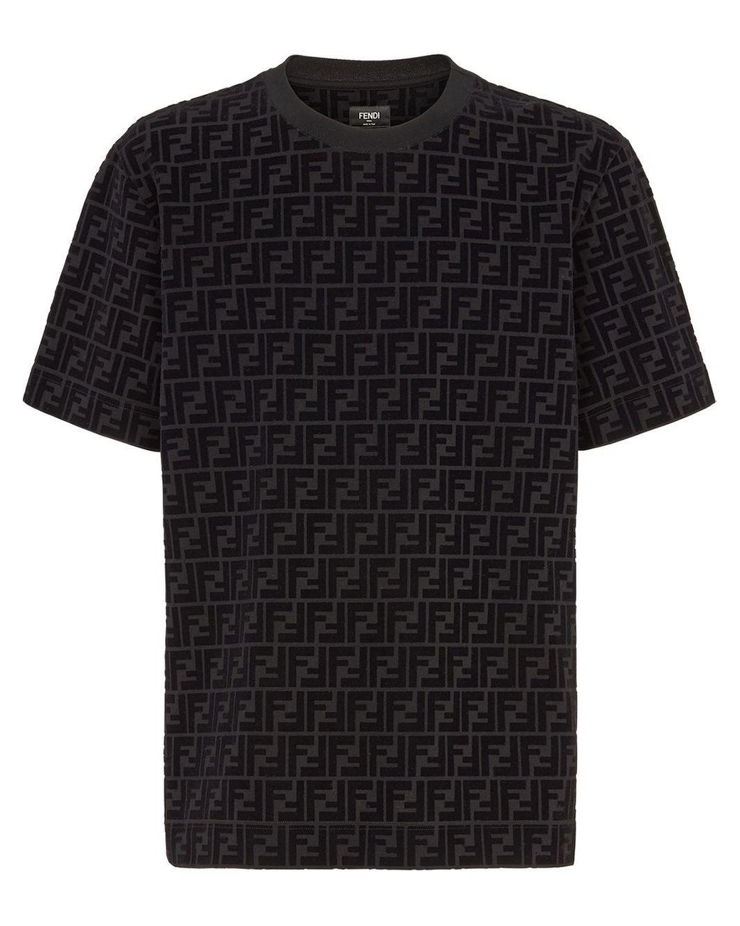 Fendi Ff Logo Flocked T-shirt in Black for Men - Lyst