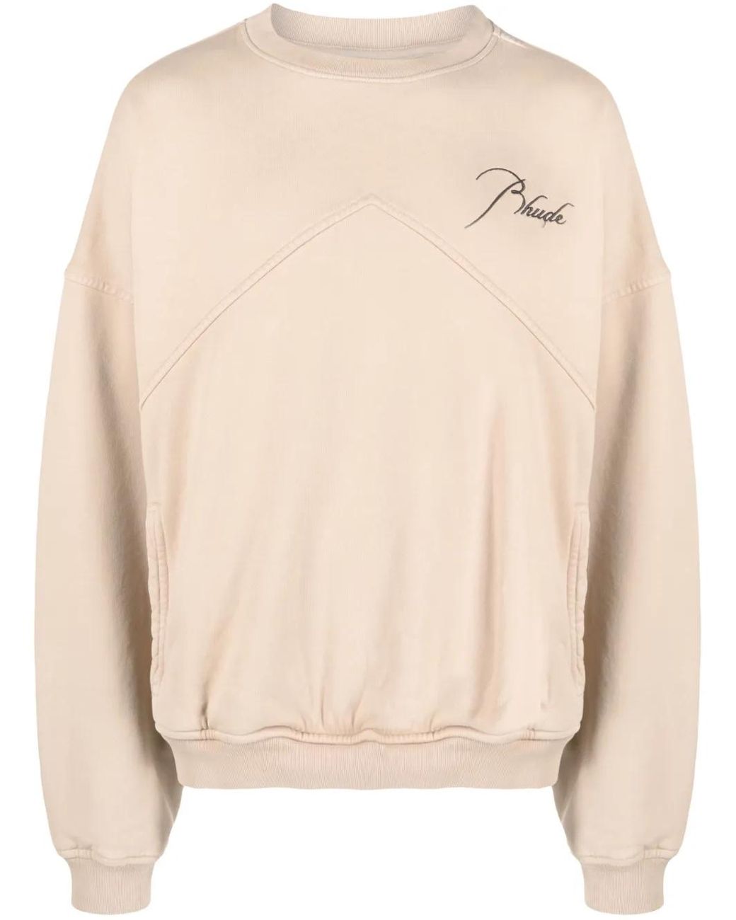 Rhude Natural Logo-Print Slouchy Sweatshirt for men