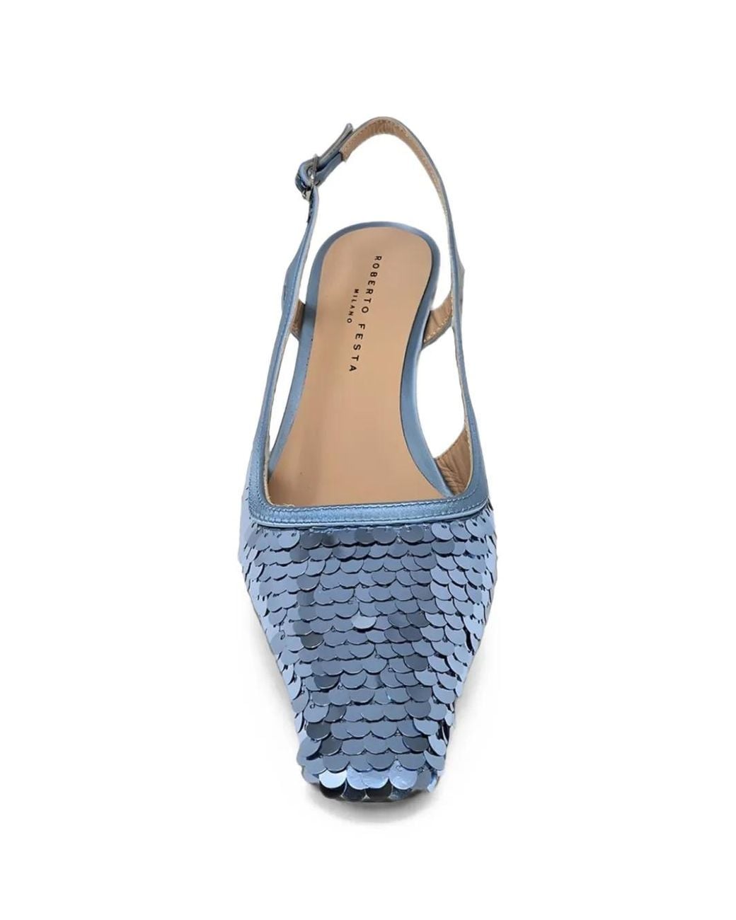 Roberto Festa Blue Sequin-Embellished Slingback Pumps