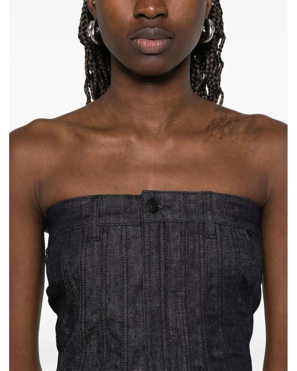 Mugler Denim Bustiere Top in het Black