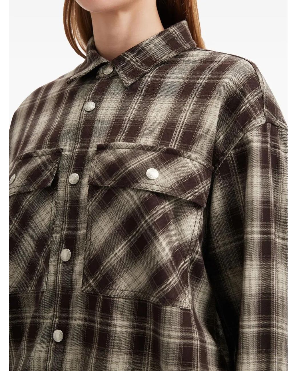 Izzue Brown Plaid Pocket Shirt