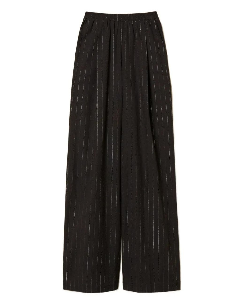 Twinset Black Wide Lurex Pinstripe Trousers