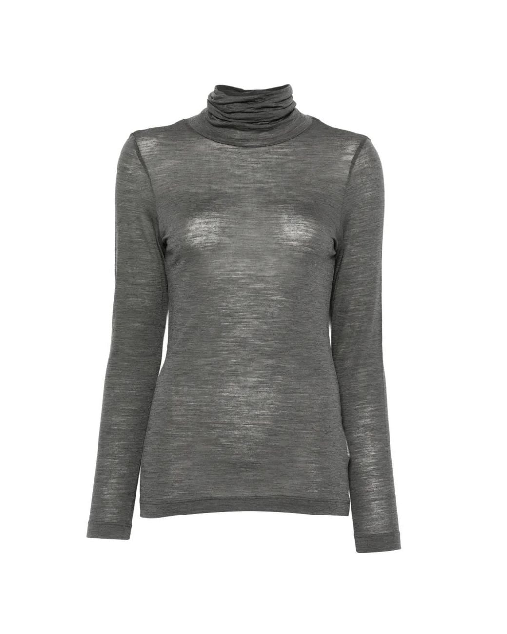 Whyci Gray Roll-Neck Long-Sleeve Sweatshirt