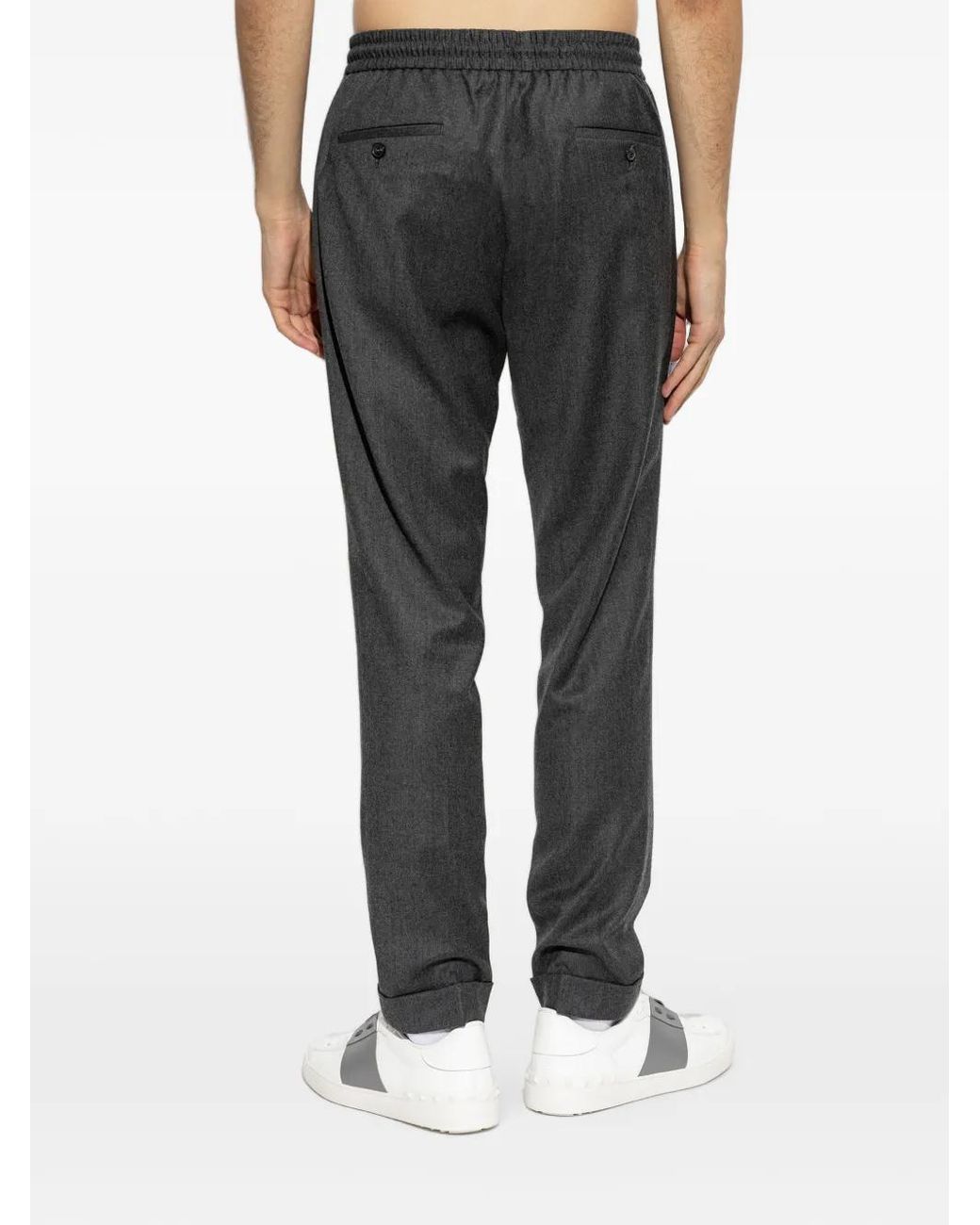 Paul Smith Black Drawstring-Waist Pleated Trousers for men