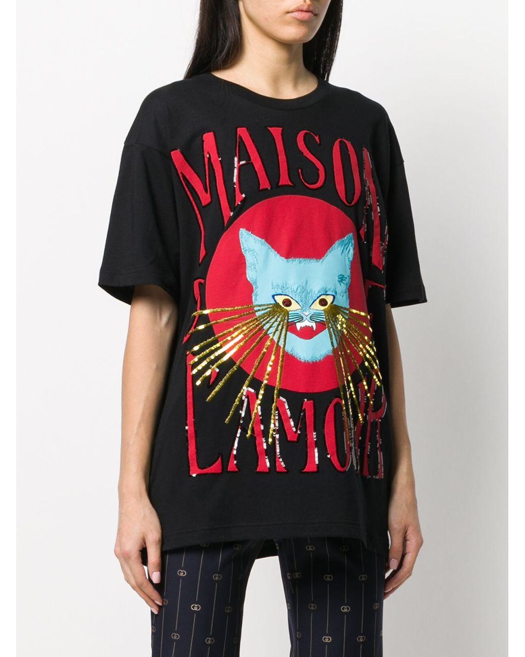 Gucci Maison De L'amour Cat Print T-shirt in Black | Lyst