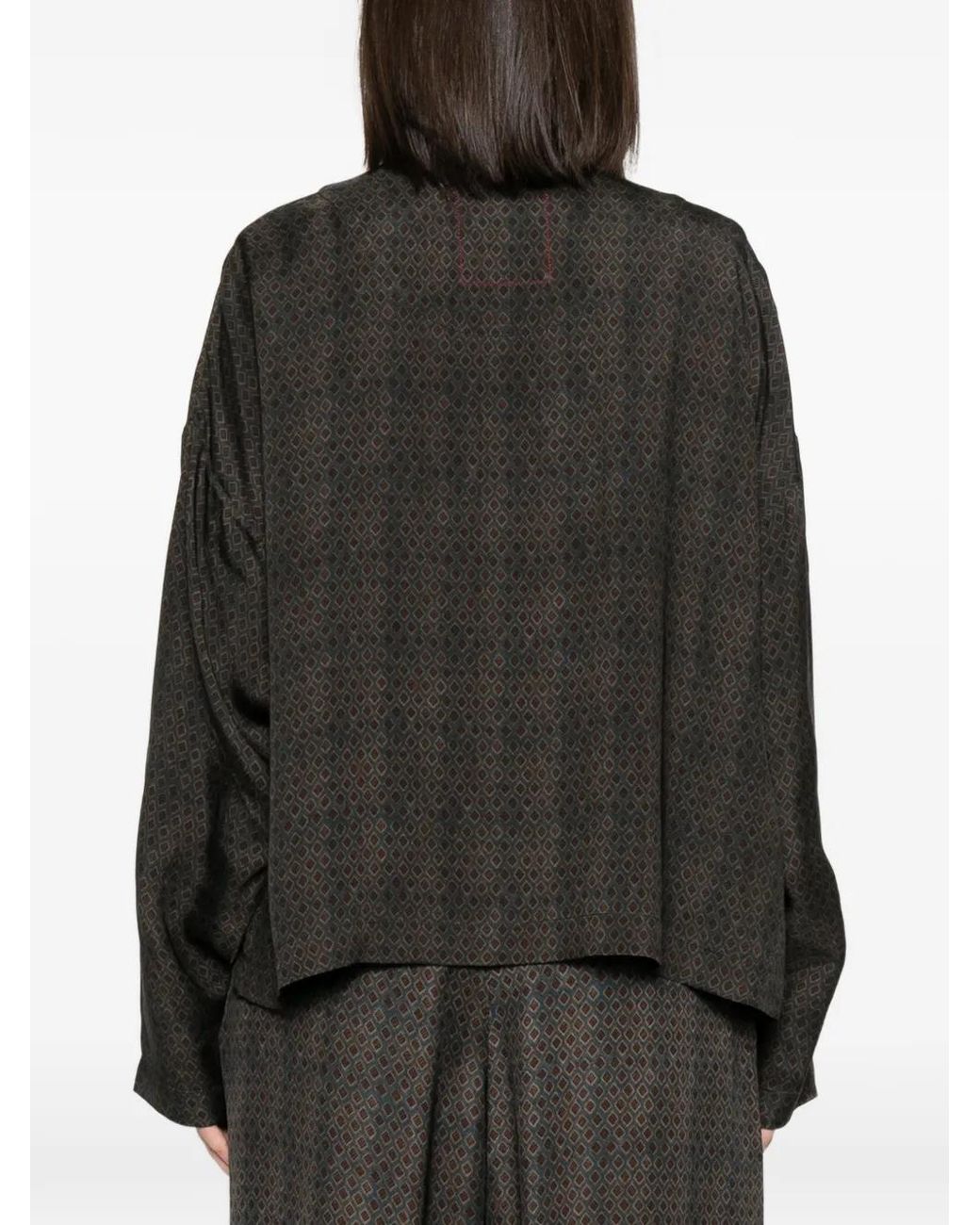 Uma Wang Brown Klarke Geometric-Pattern Jacket
