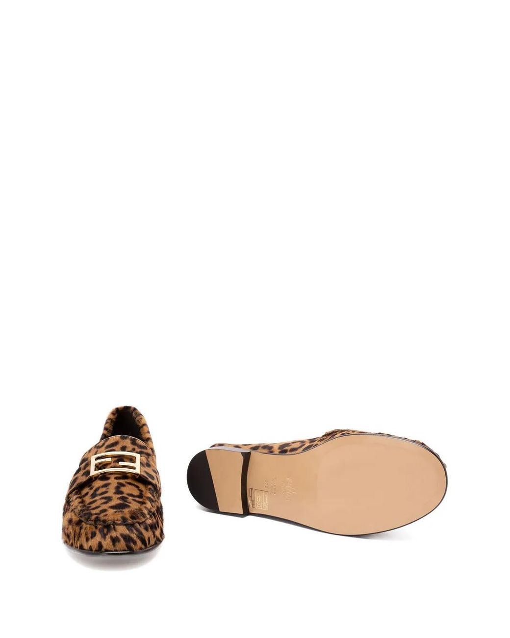 Fendi Brown Baguette Leopard-Print Loafers