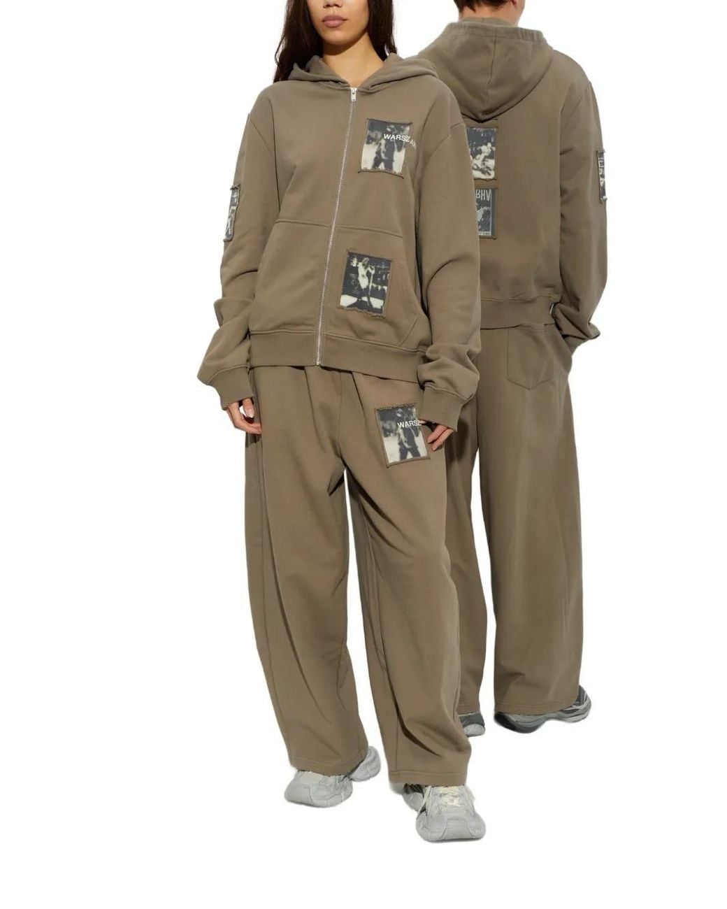 M I S B H V Natural Graphic-Patch Zip-Up Hoodie