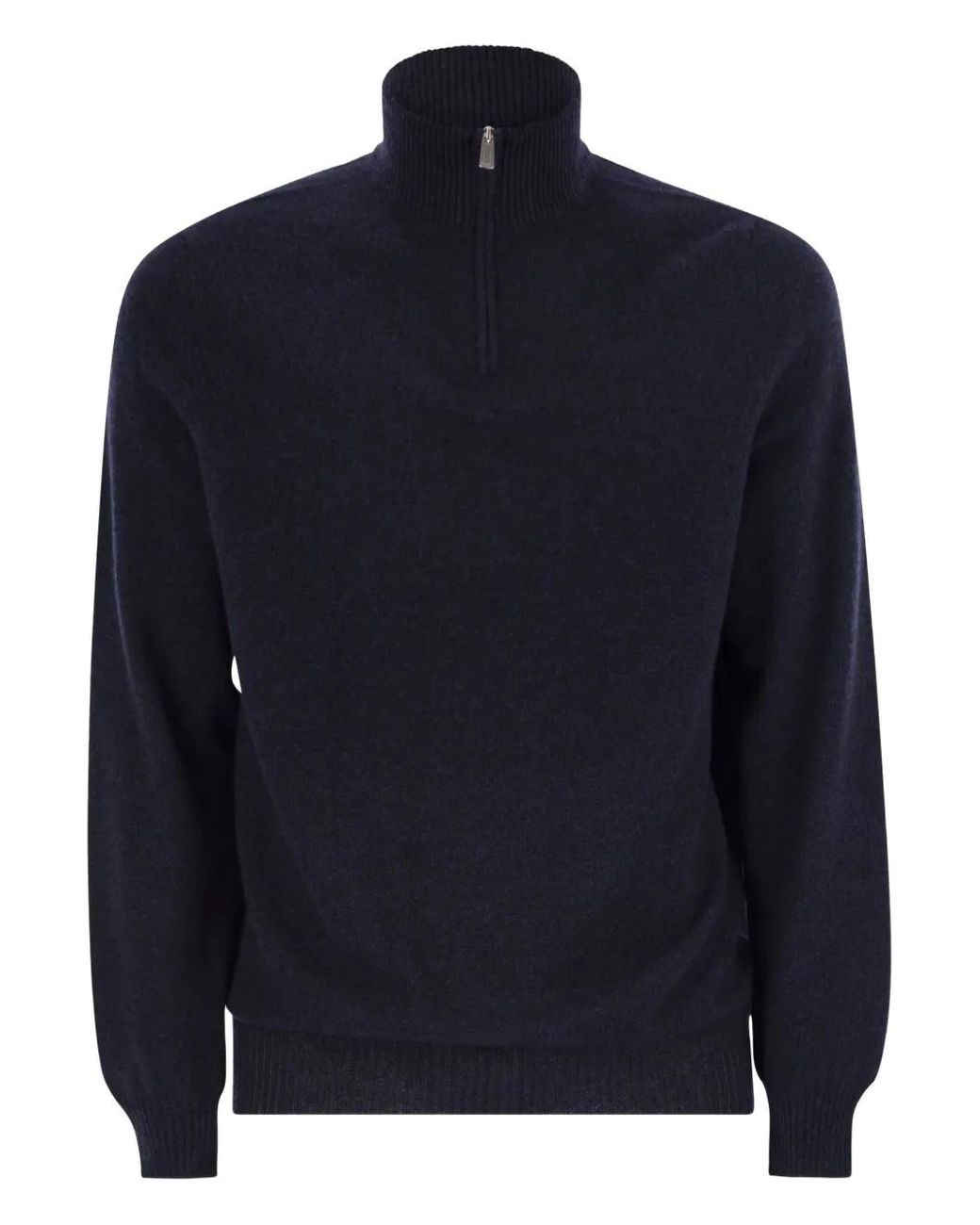 Fedeli Blue Favonio Persia Half-Zip Jumper for men