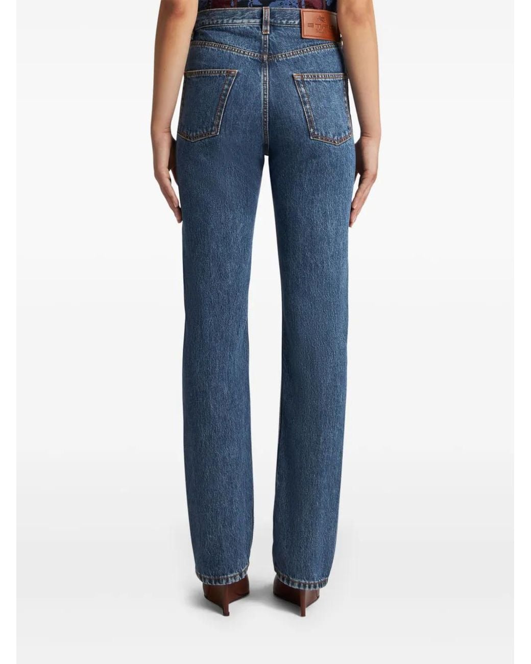 Etro Blue Side Appliqué Jeans