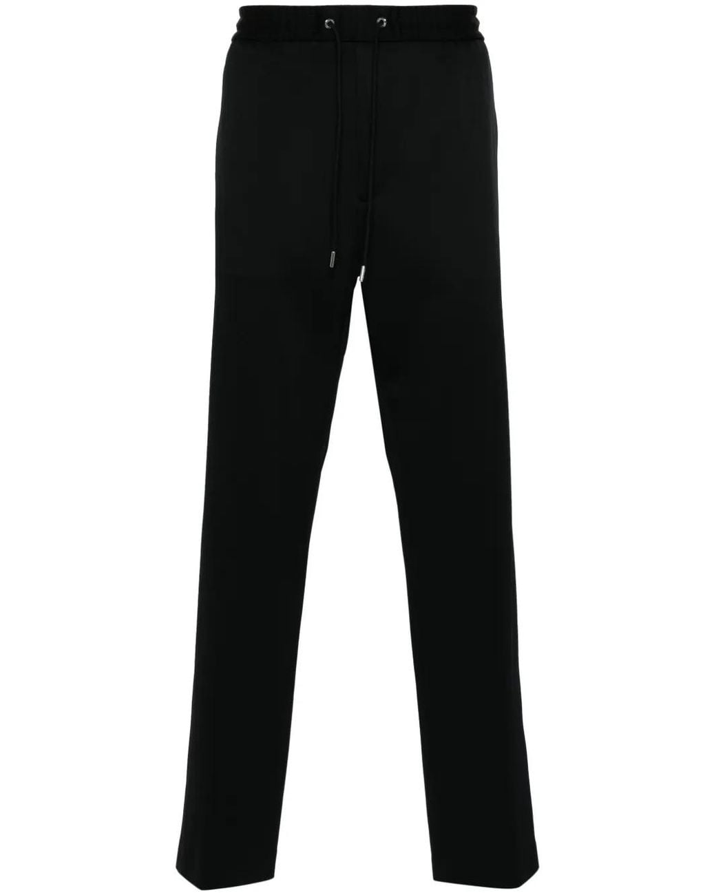 Moncler Black Logo-Patch Drawstring Trousers for men