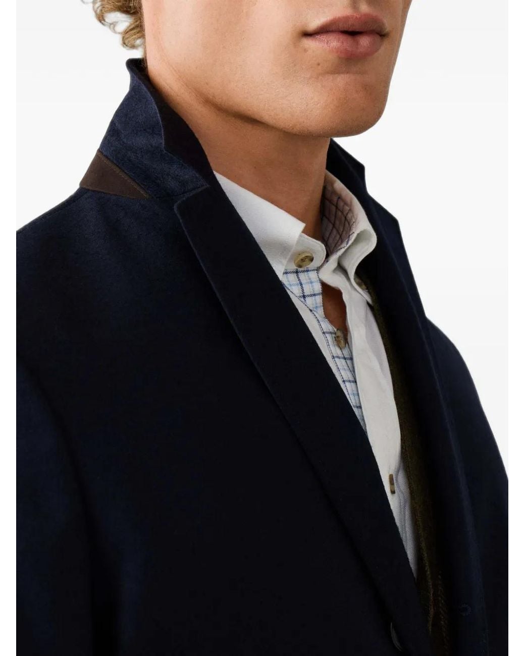 Hackett Blue Wool Flannel Coat for men