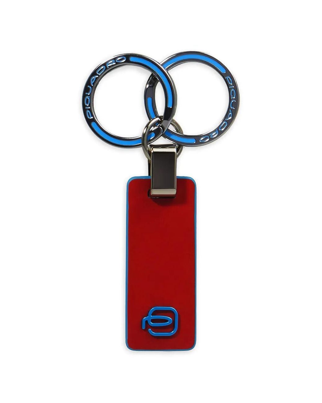 Piquadro Red Two-Ring Keychain