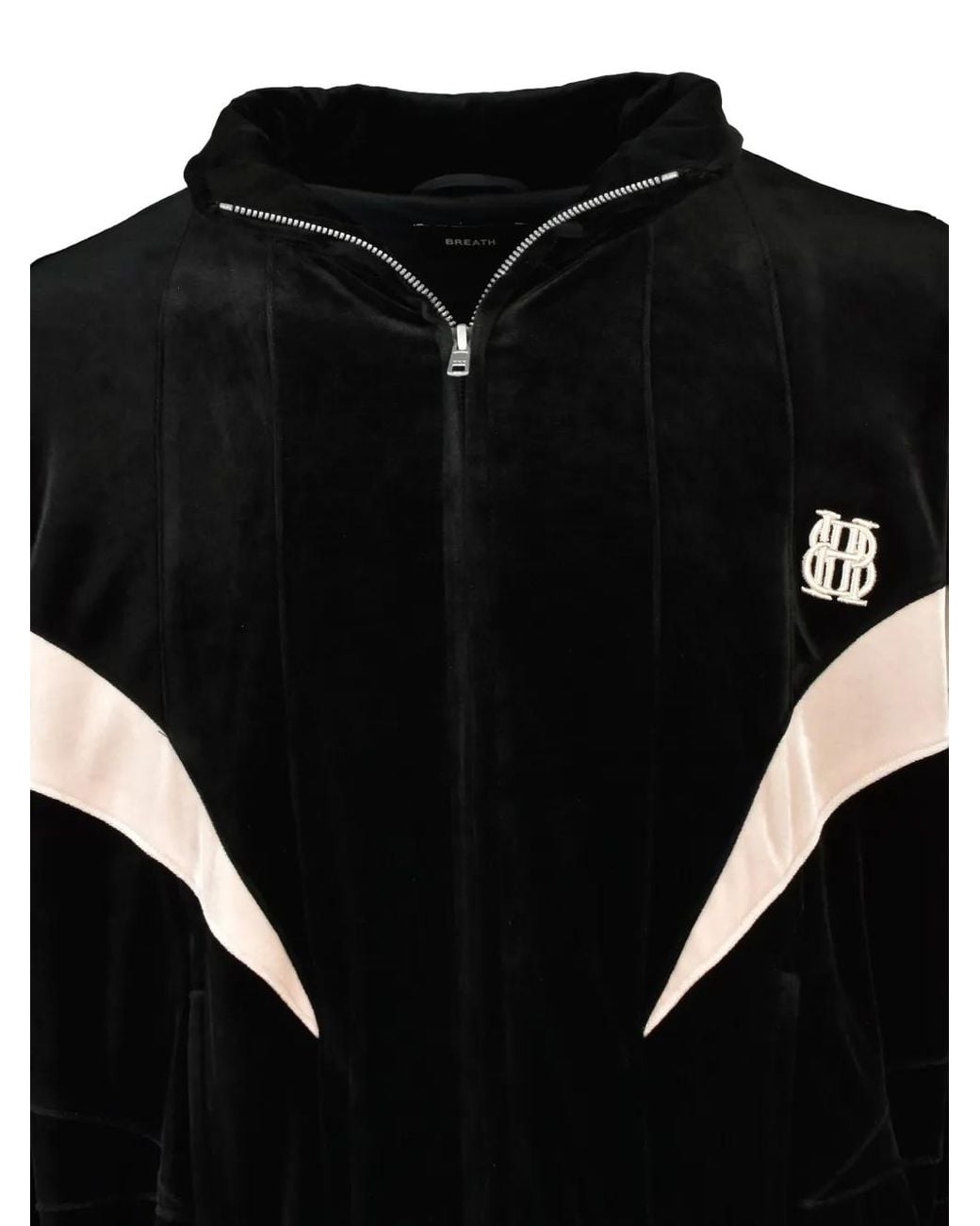 BREATH Black Embroidered-Logo Velour Jacket for men