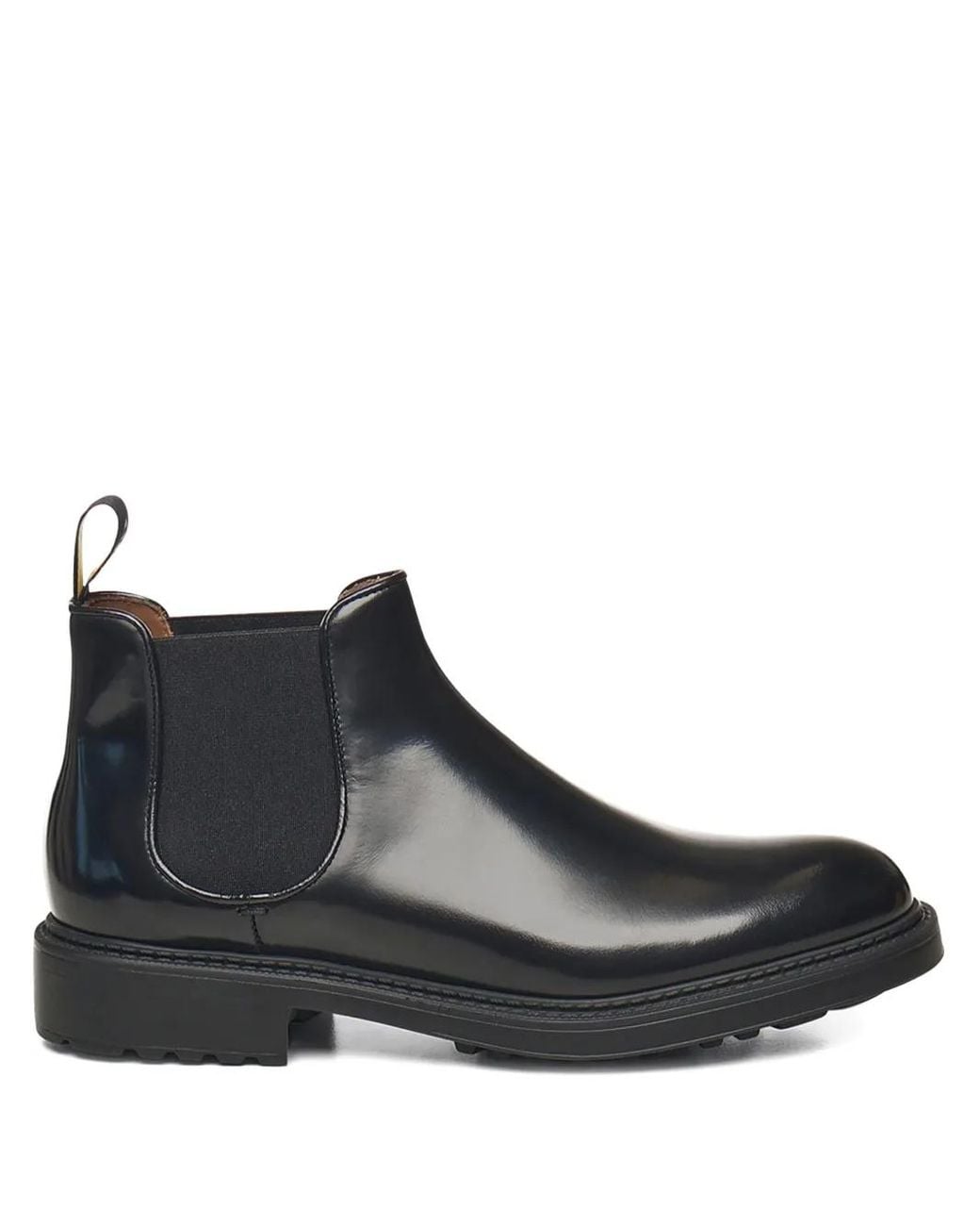 Doucal's Black Elastic-Band Leather Boots for men