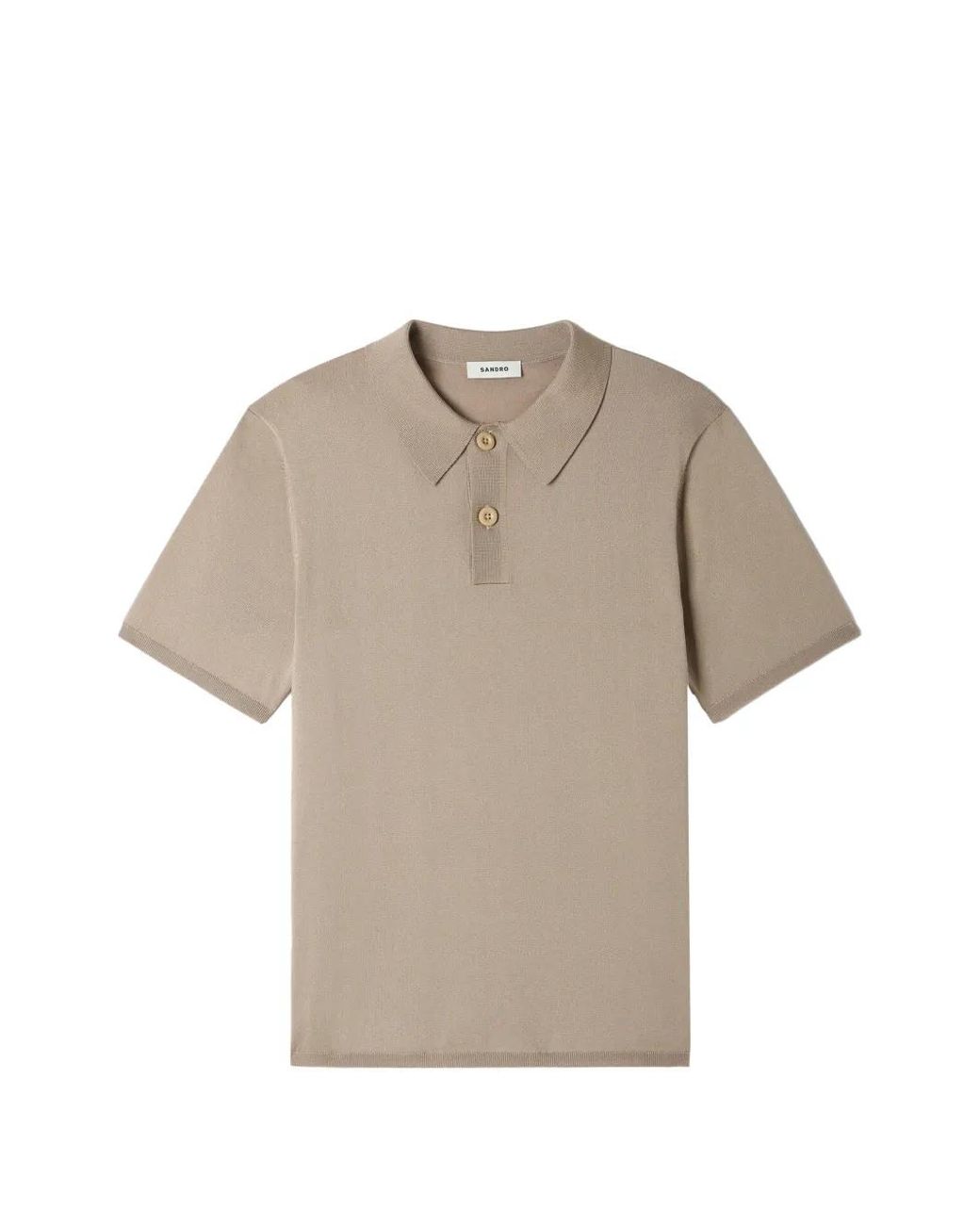 Sandro Gray Short-Sleeve Knitted Polo Shirt for men