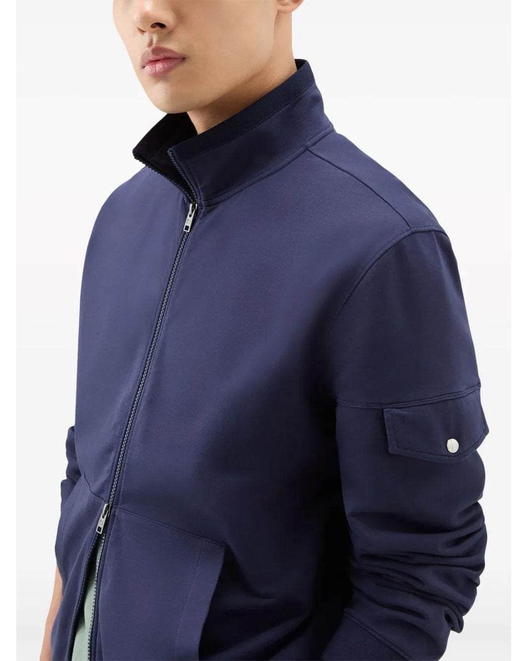 Woolrich Blue Zip-Up Cotton Track Jacket for men