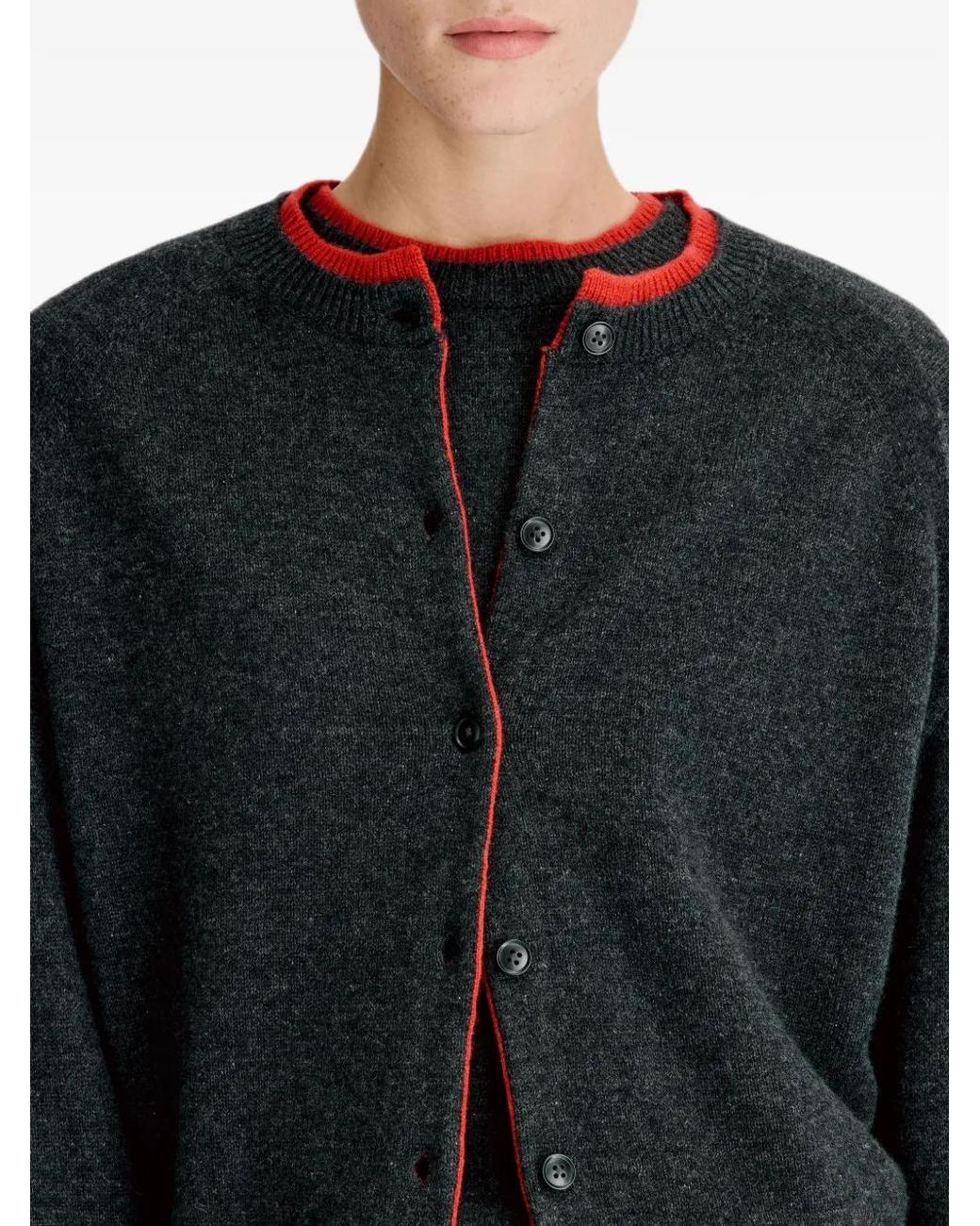 Loulou de Saison Black Nicola Bicolor Cashmere Cardigan