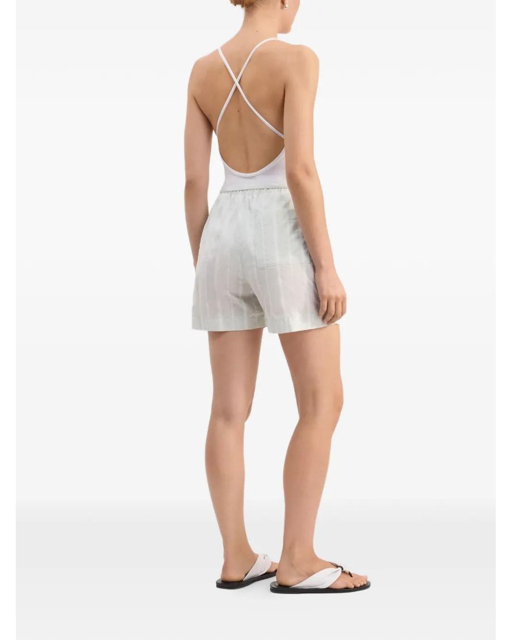 Loulou de Saison White Tito Striped Bouclé Shorts
