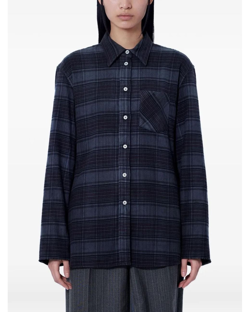 Our Legacy Blue Checked Cotton-Flannel Shirt