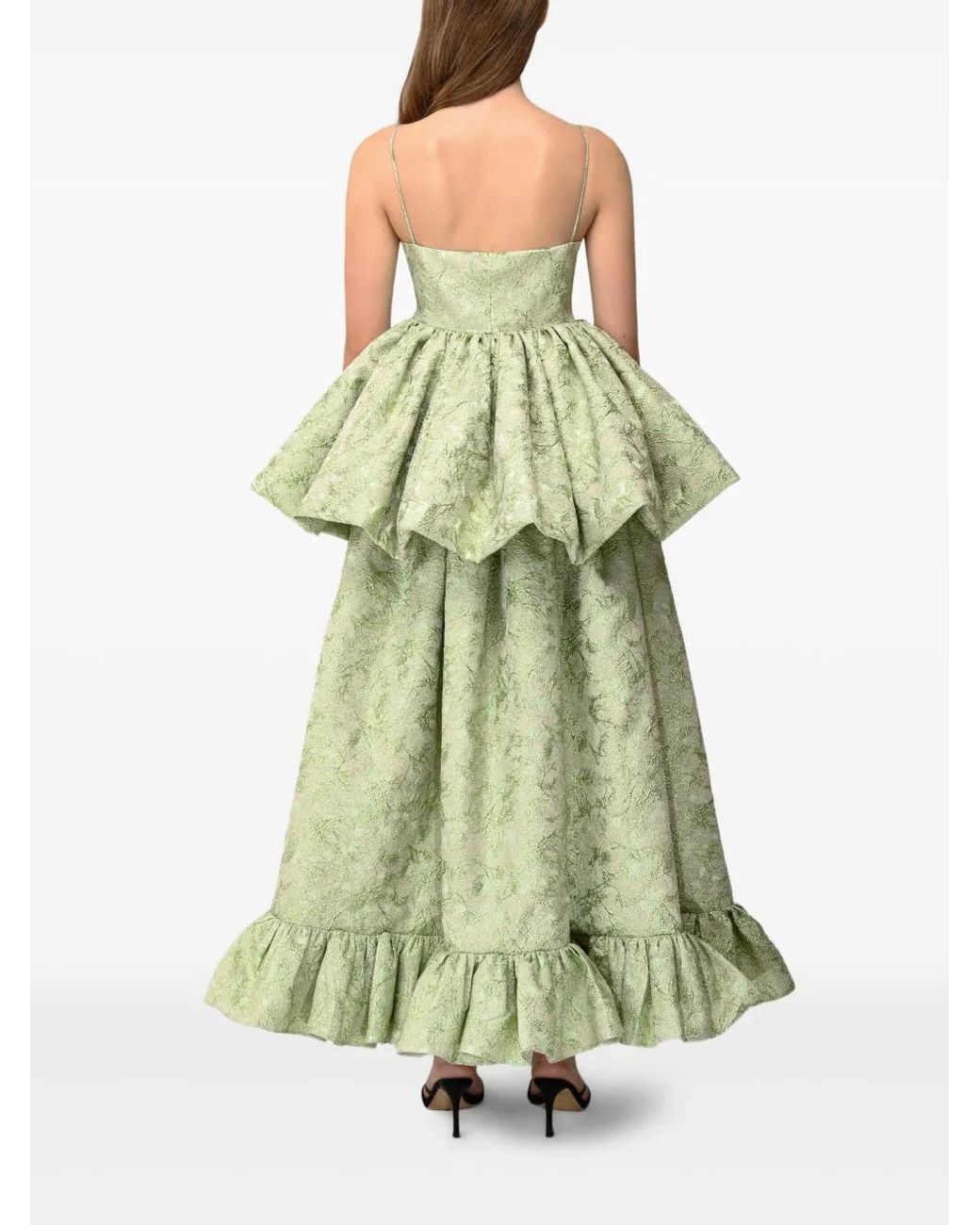 Anouki Green Sleeveless Ruffle Dress