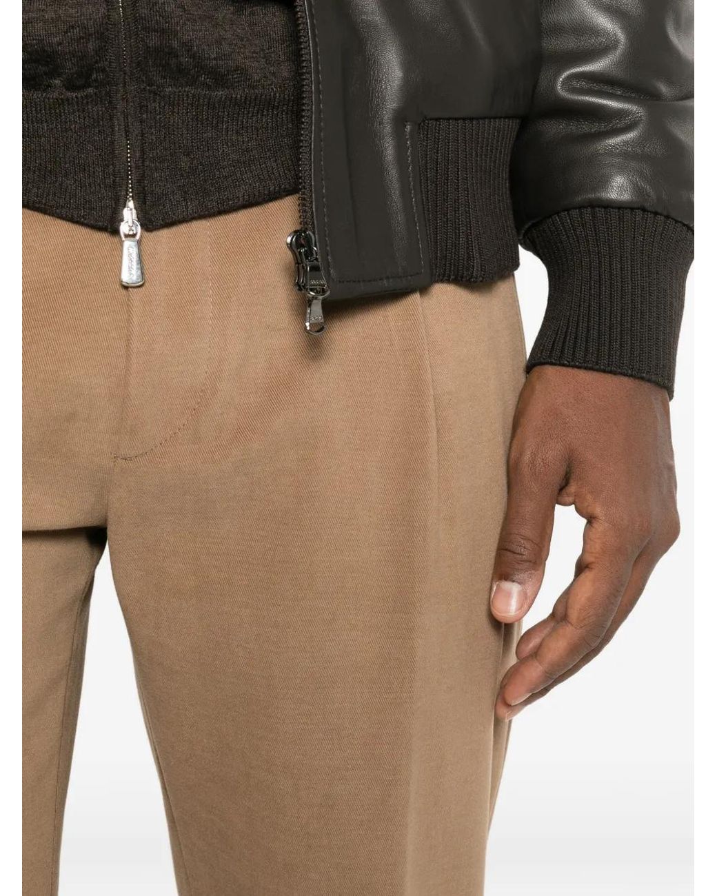 Berwich Black Retro Long Pleated Straight-Leg Trousers for men
