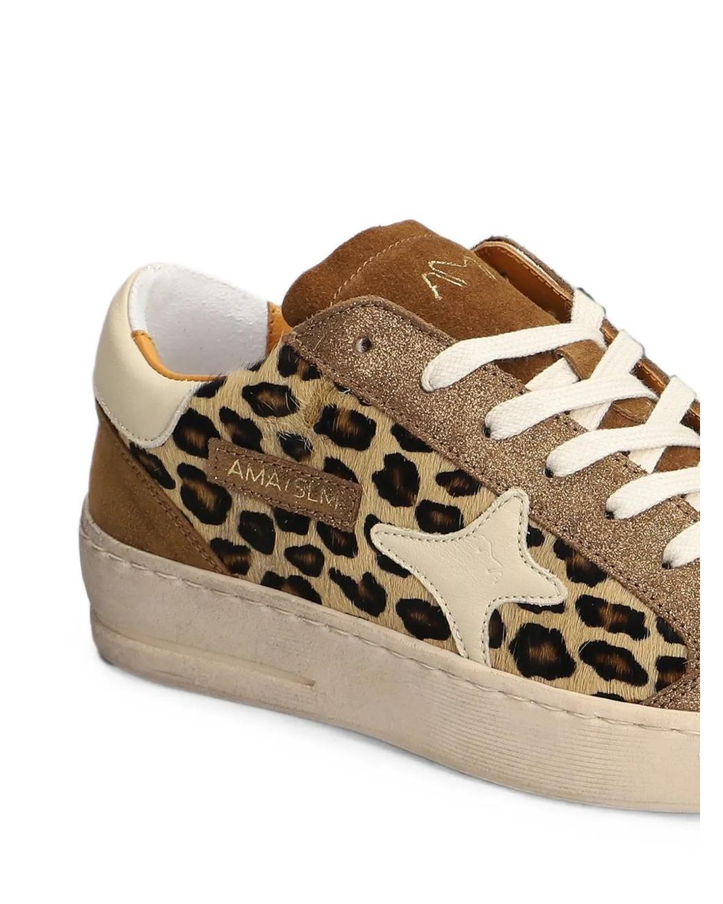 AMA BRAND Brown Leopard-Print Glitter Sneakers