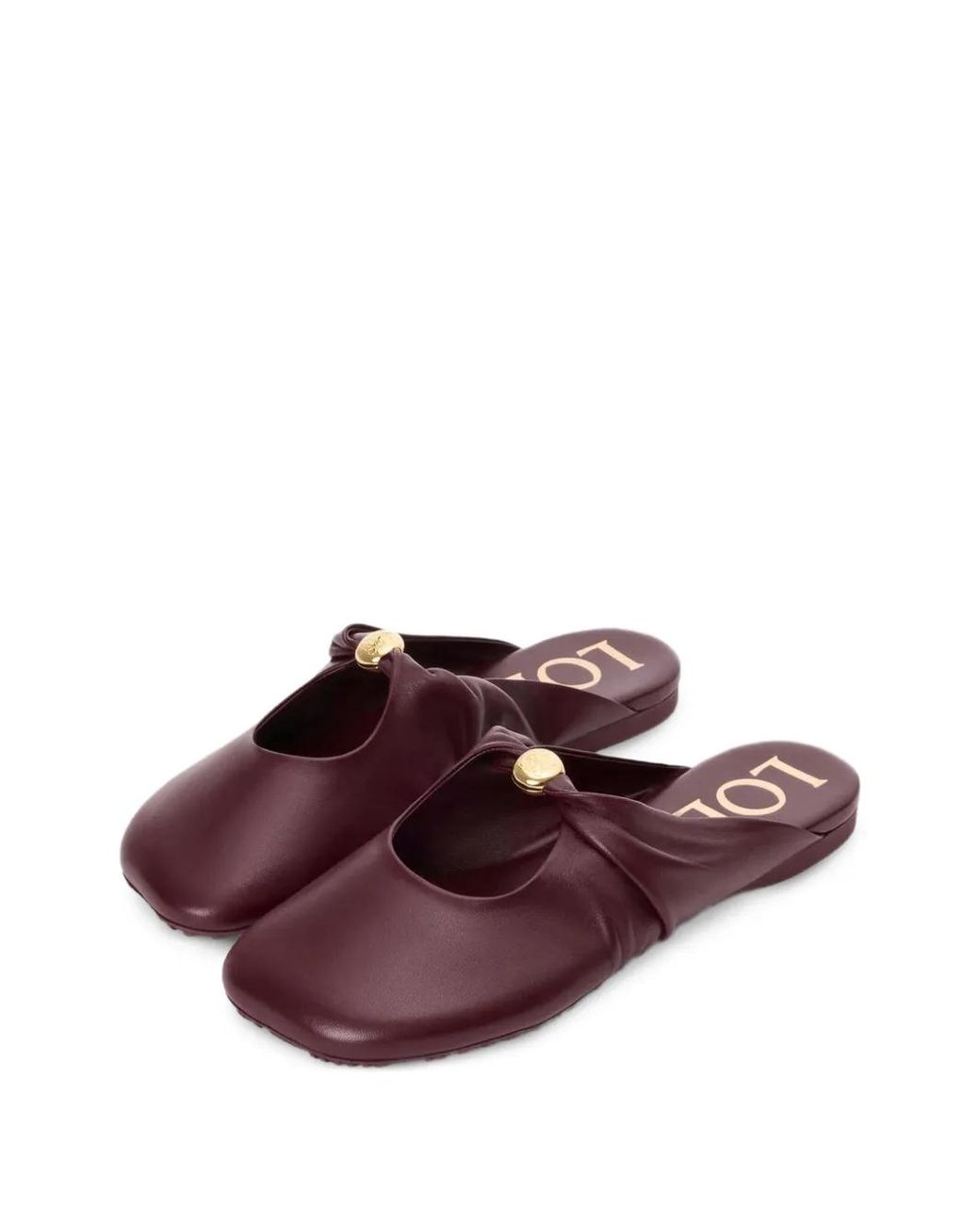Loewe Purple Mules En Cuir Grainé