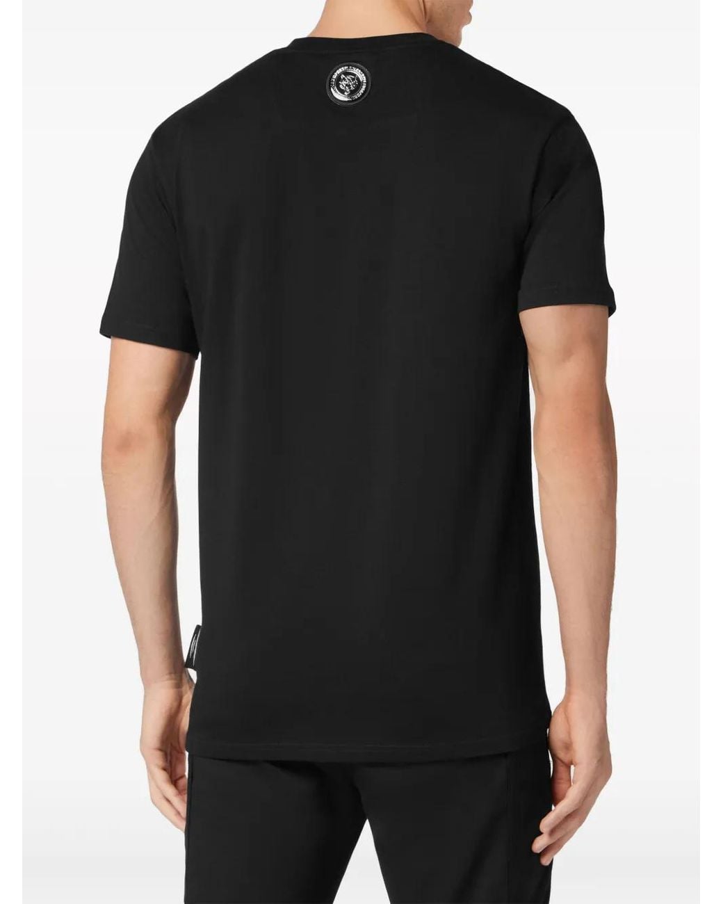 Philipp Plein Black Ss Logo-Print Cotton T-Shirt for men