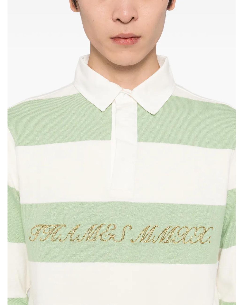 Thames MMXX Green Striped Polo-Shirt for men
