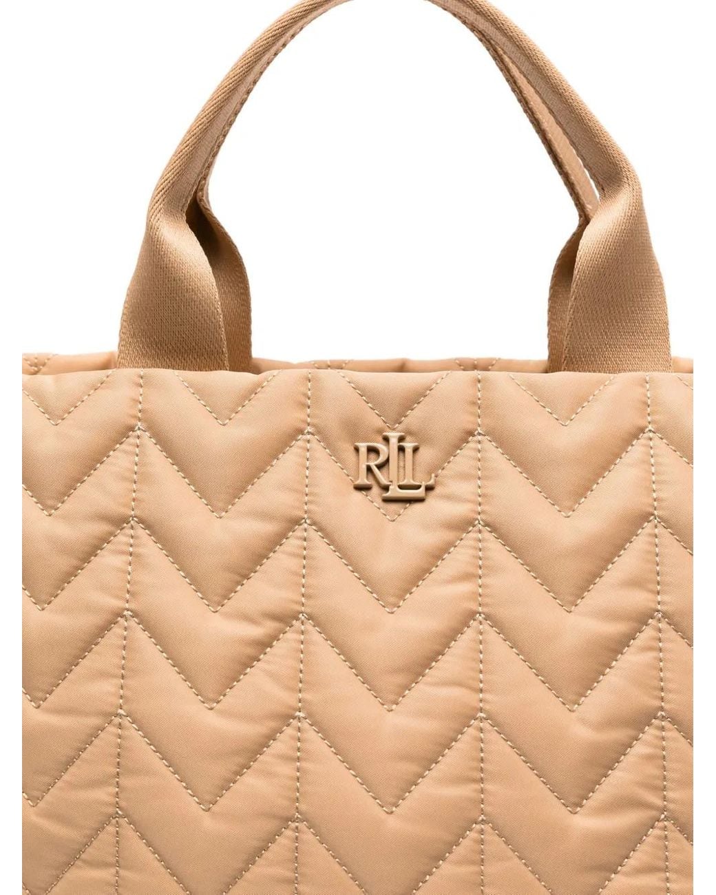 Ralph Lauren Natural Small Logo-Plaque Tote Bag