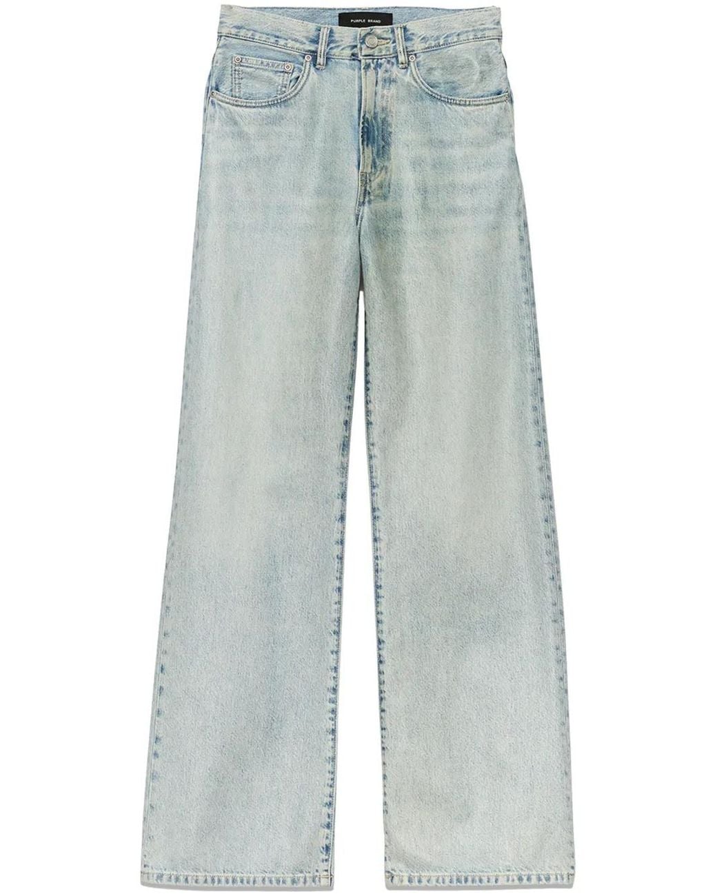 Purple Brand Blue Low-Rise Wide-Leg Jeans