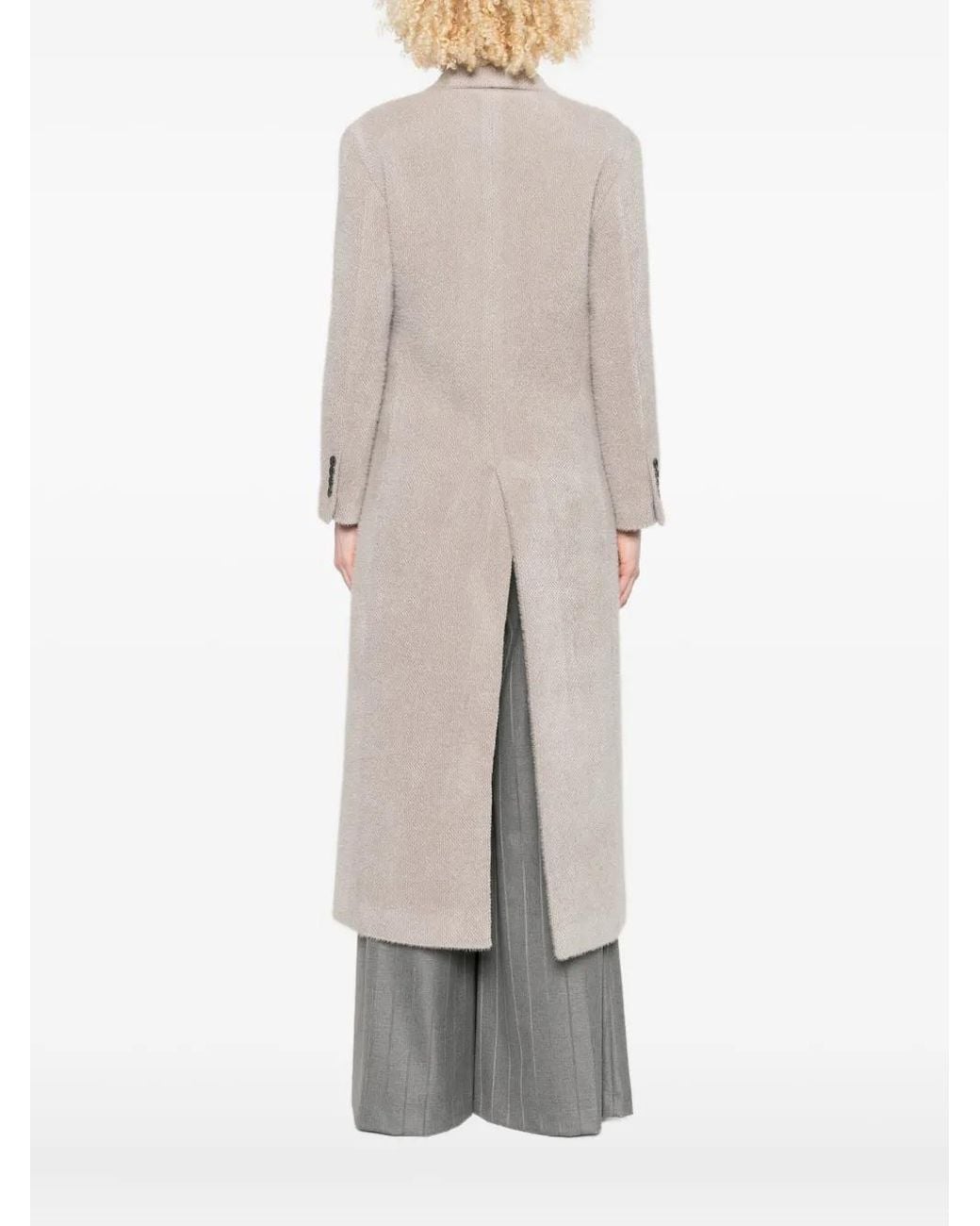 Eraldo Gray Double-Breasted Buttoned Coat