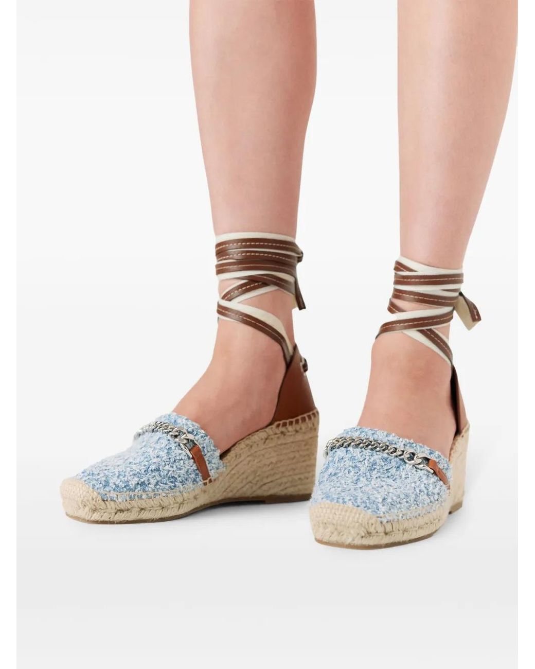 Stella McCartney Blue Gaia Denim Boucle Espadrilles