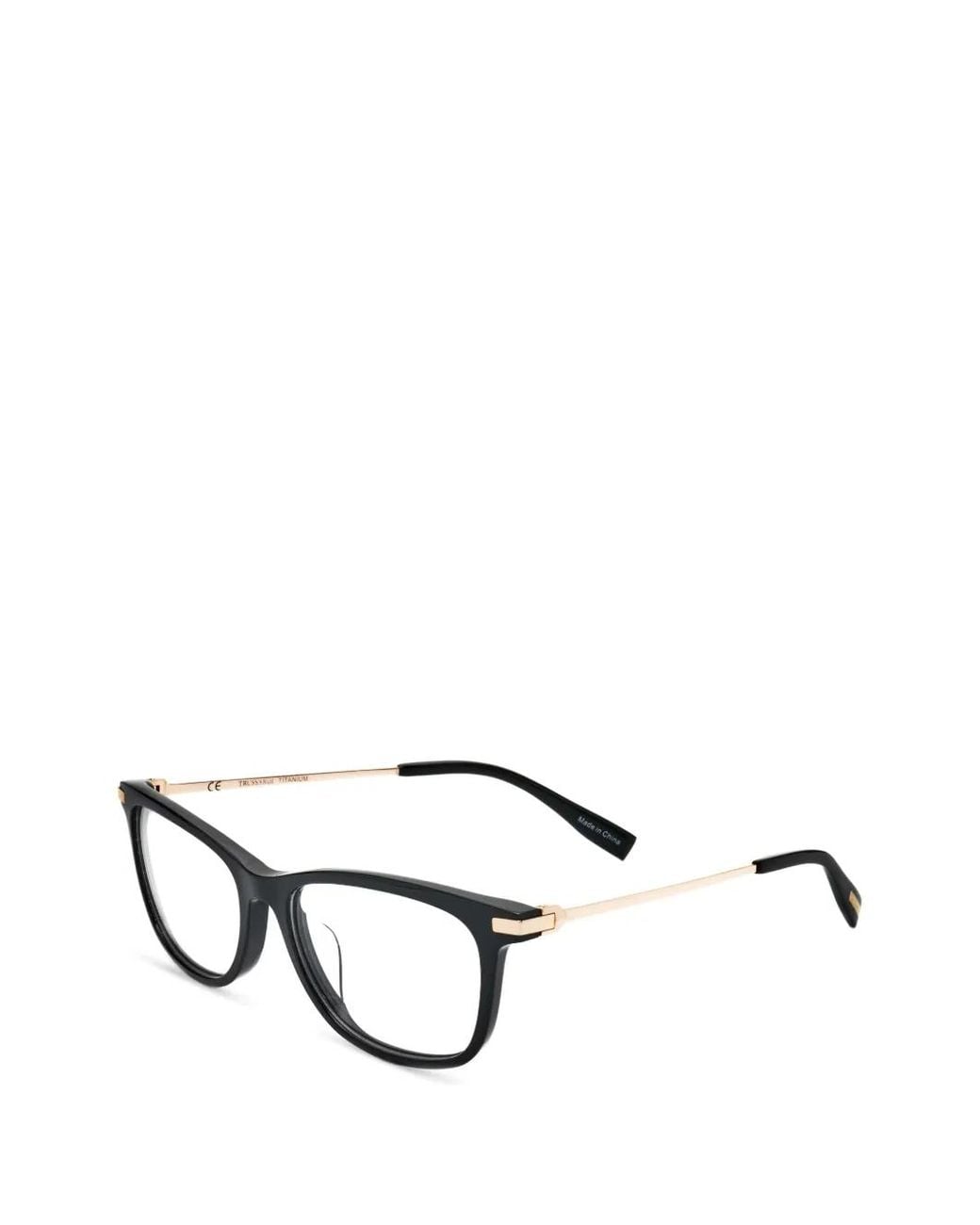 Trussardi White Logo-Plaque Square-Frame Glasses