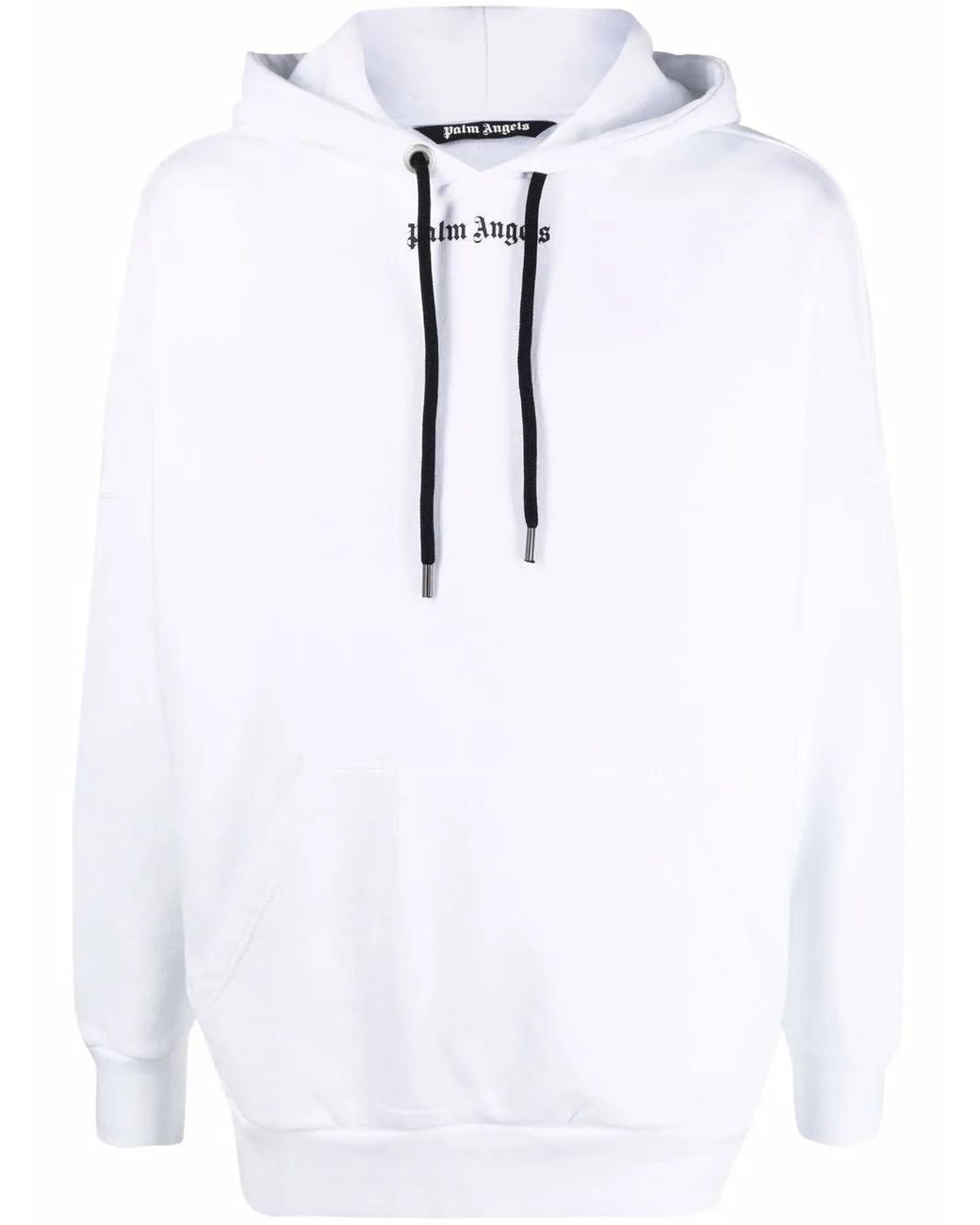 Palm Angels White Logo-print Drawstring Hoodie for men