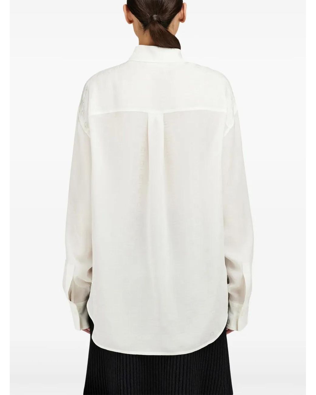 Ferragamo White Monogram Print Silk Shirt