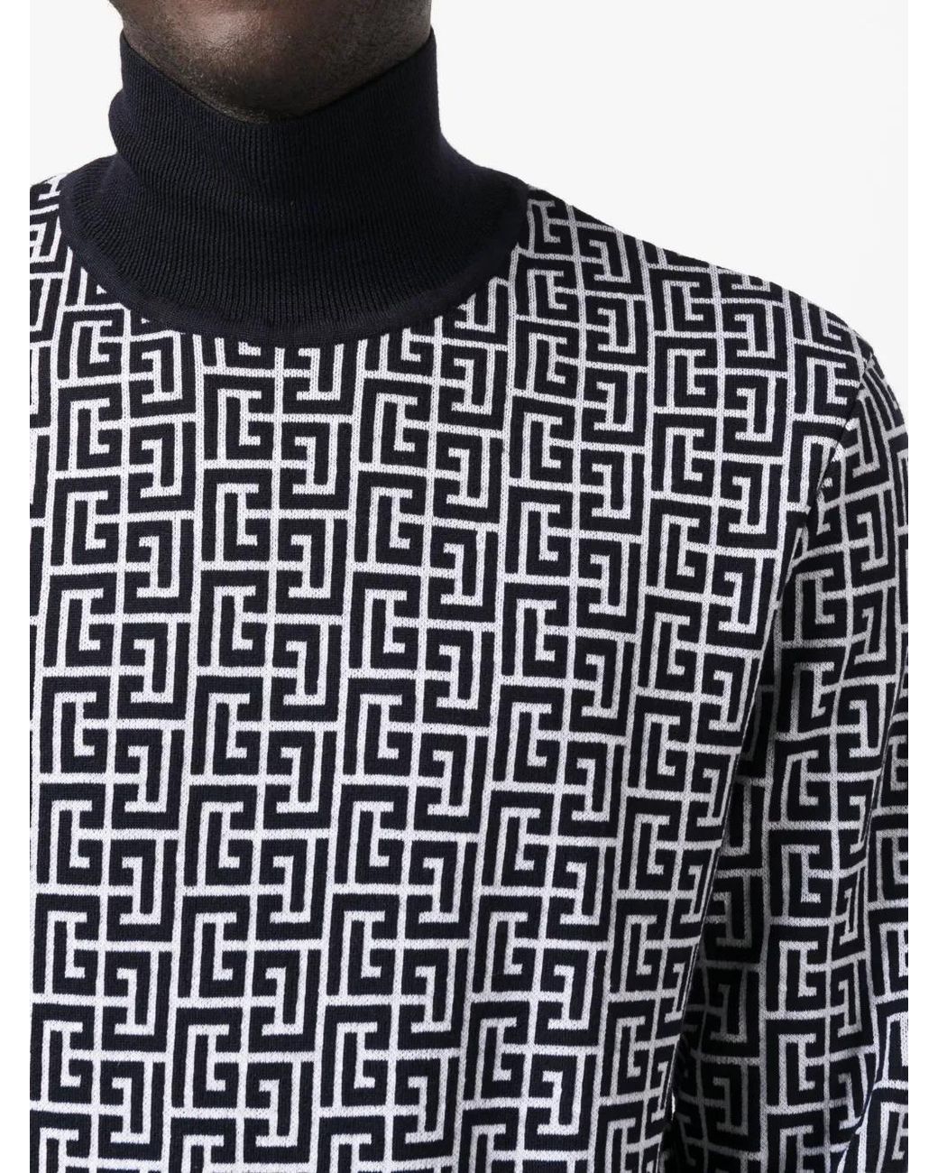 Balmain Rollkragenpullover Mit Monogramm in Blue für Herren