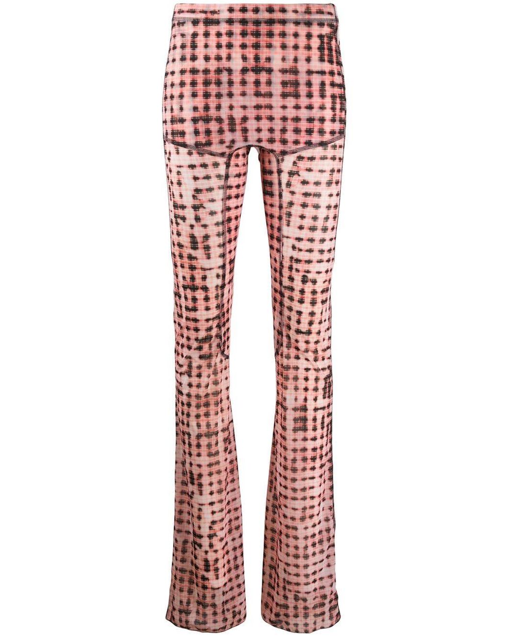 CHARLOTTE KNOWLES Checked Print Flared leggings in Pink | Lyst