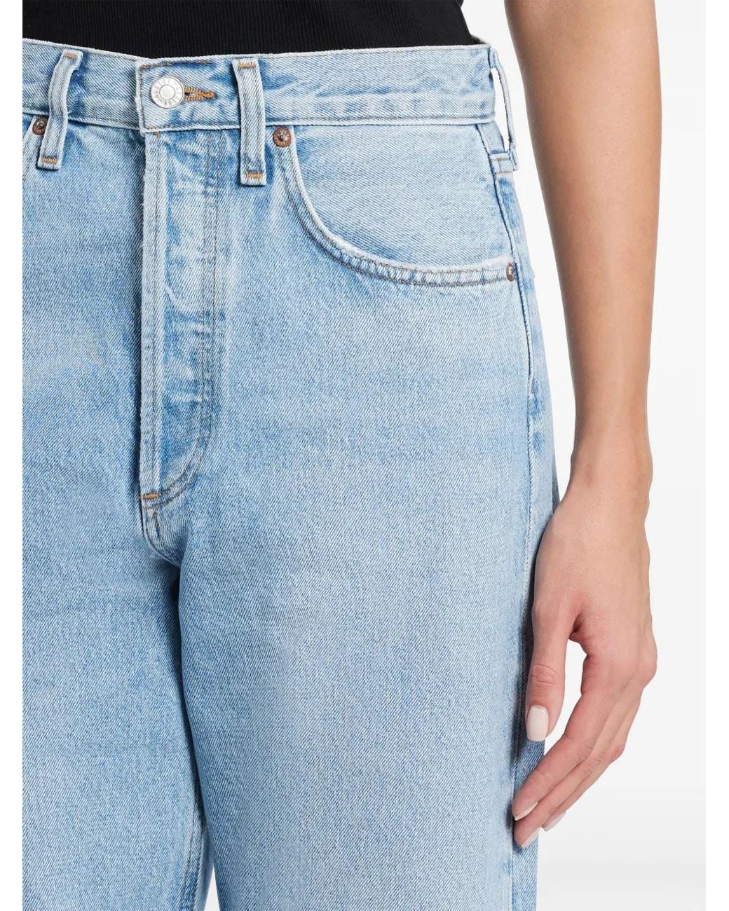 Agolde Blue High-Rise Straight-Leg Jeans