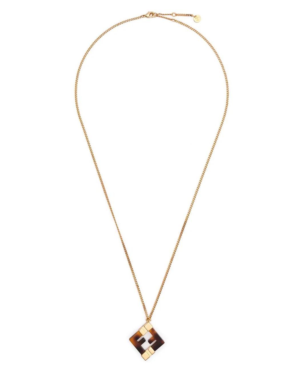 Fendi Metallic Ff-Pendant Necklace