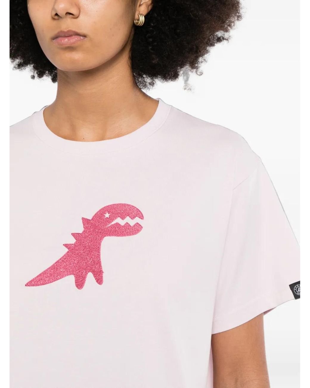 SPORT b. by agnès b. Pink Embroidered Dino T-Shirt