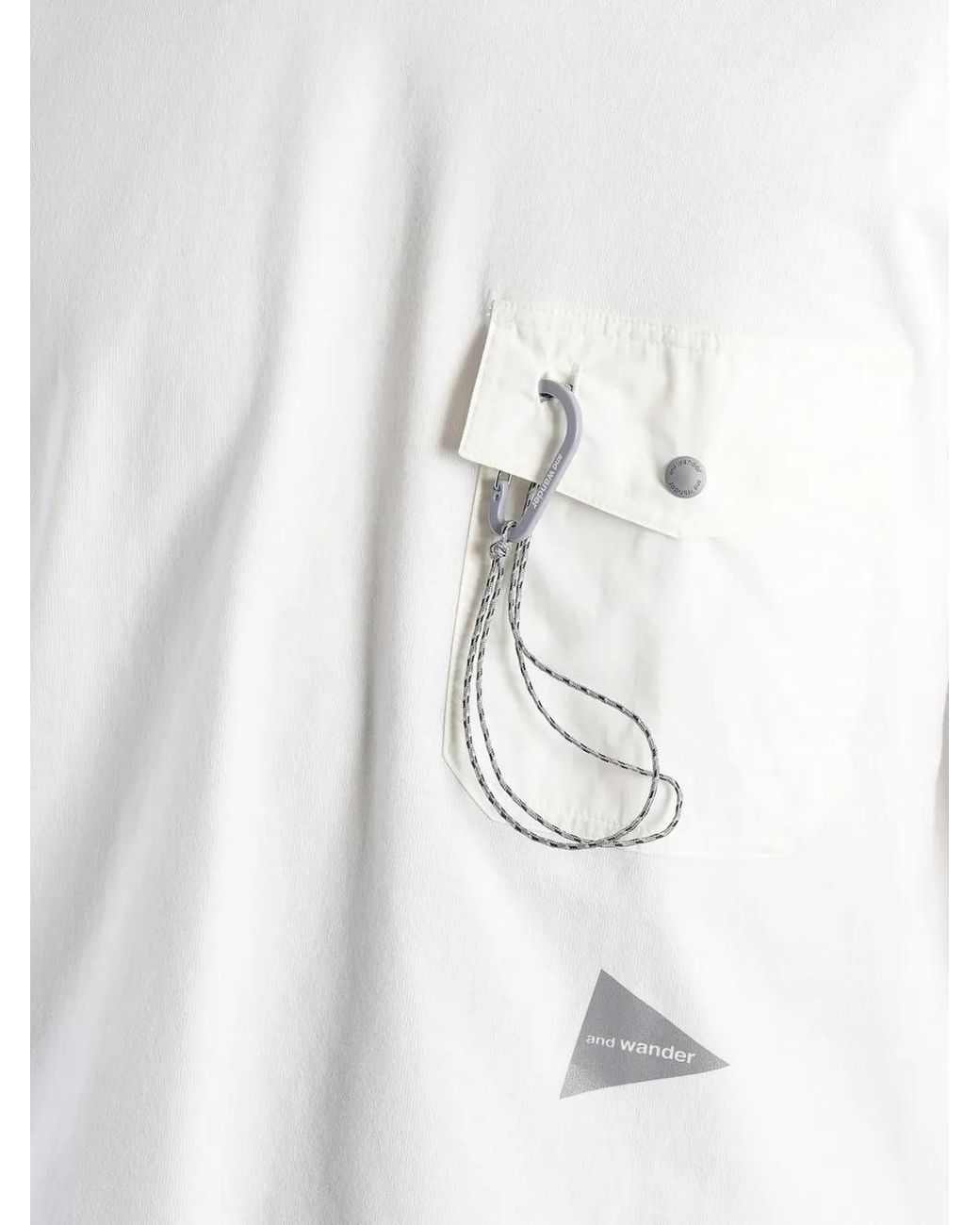And Wander White Carabiner-Detail Long-Sleeve T-Shirt