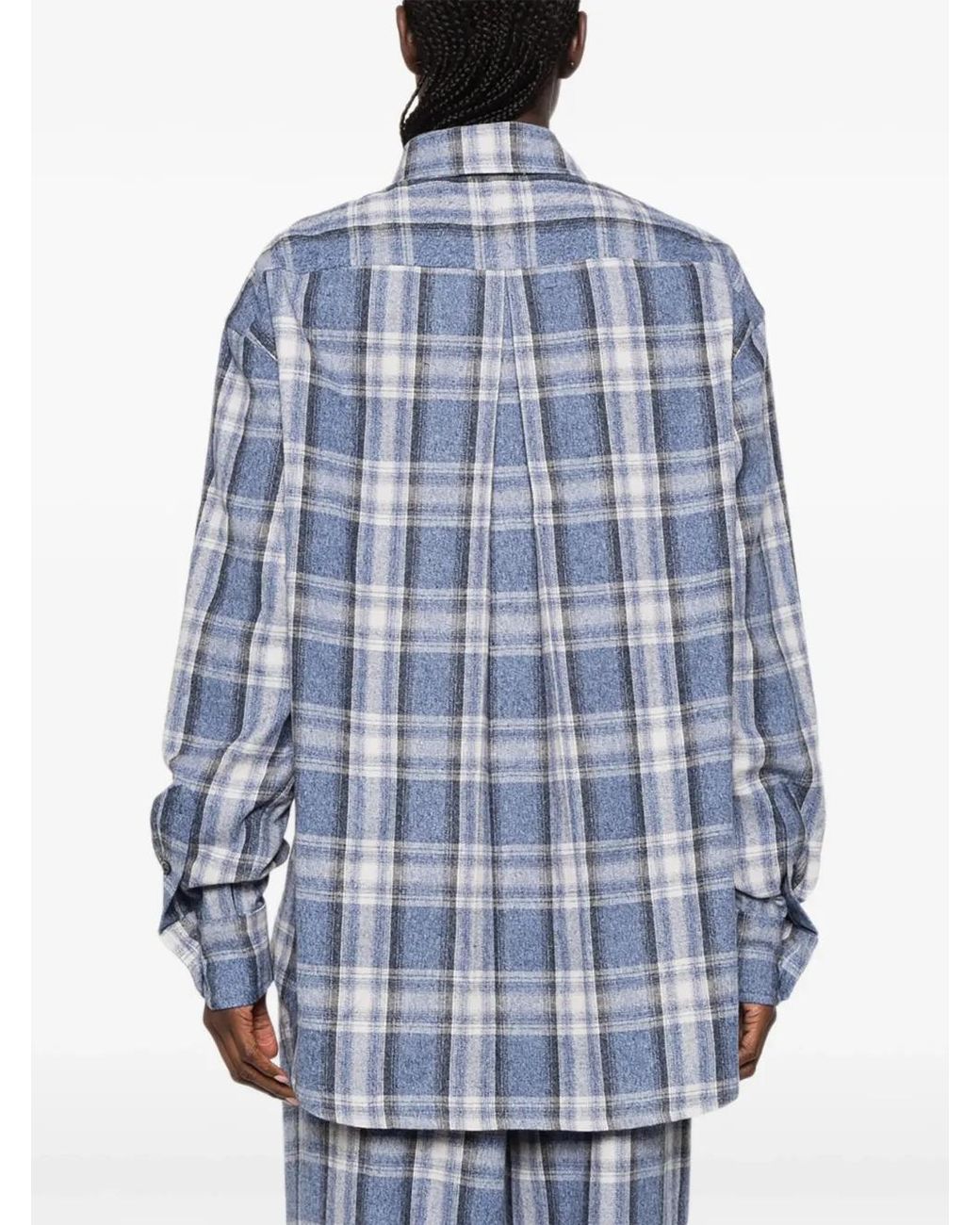 A.M.G Blue Check-Pattern Button-Down Shirt