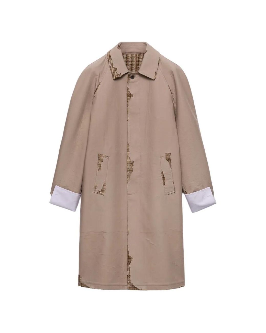 Prada Natural Bonded Poplin Coat With Devoré Effect