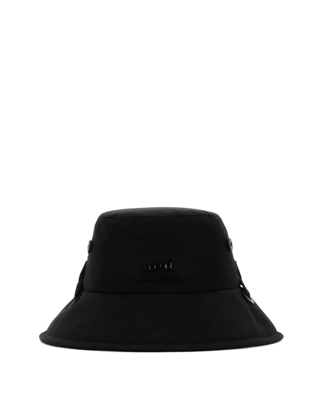 Cappello Bucket Con Placca Logo di AMI in Black da Uomo
