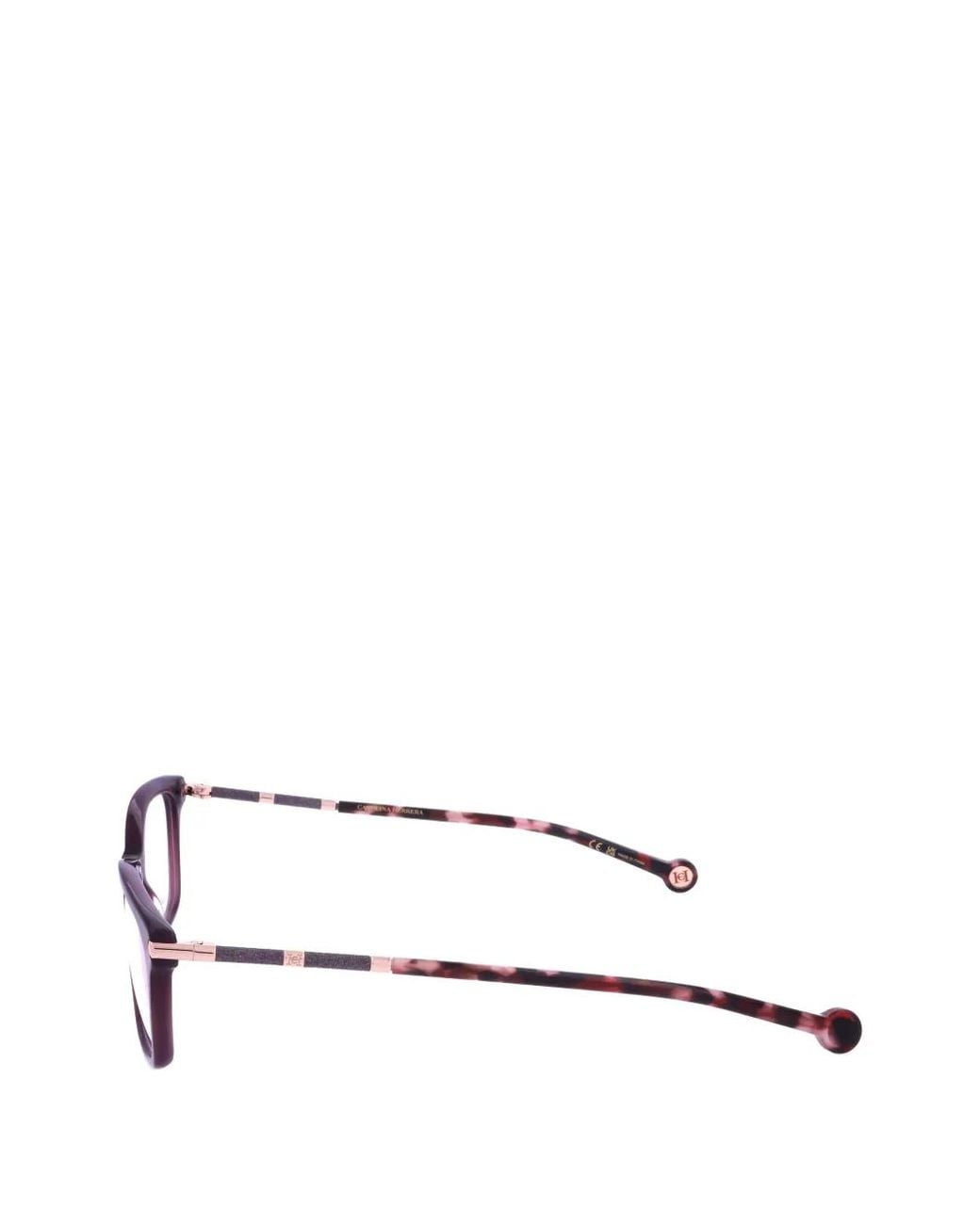 Carolina Herrera White Tortoiseshell-Effect Rectangle-Frame Glasses