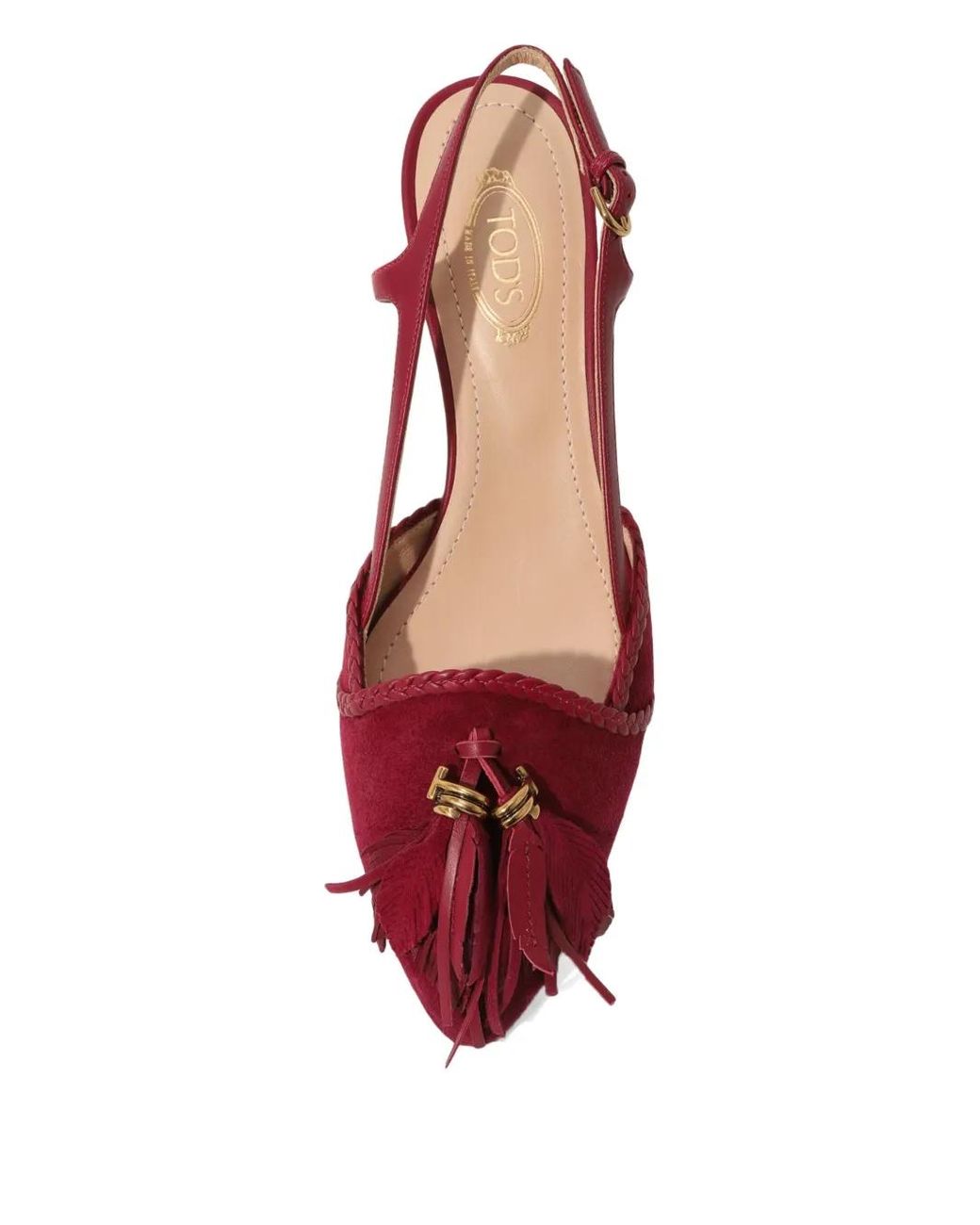 Tod's Red Fringe-Detail Suede Pumps